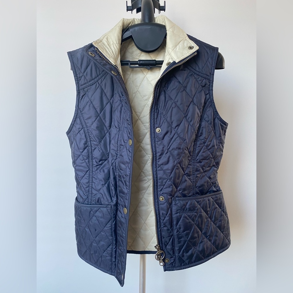 Barbour quilted vest - blue and cream